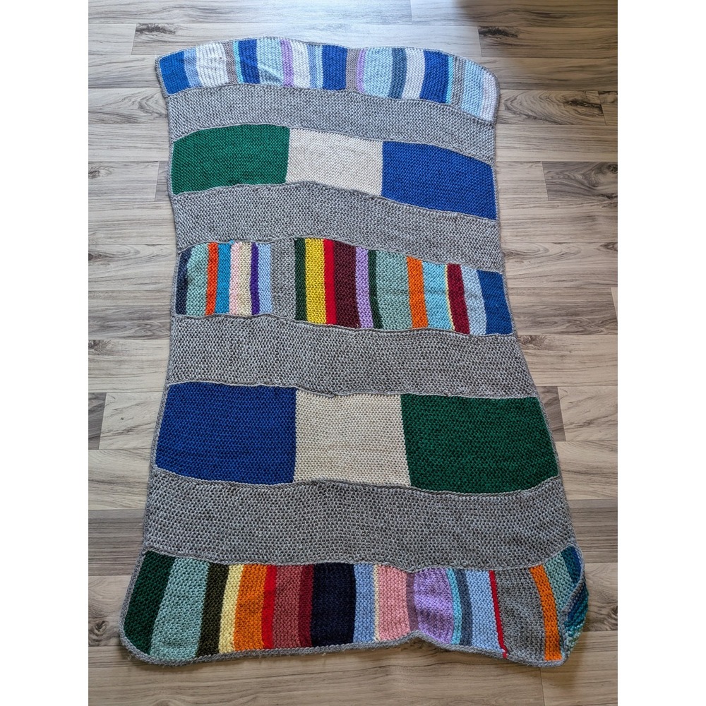 Vintage Old Pueblo Knitters Tucson AZ Hand Knit Afghan Throw Blanket 33x60